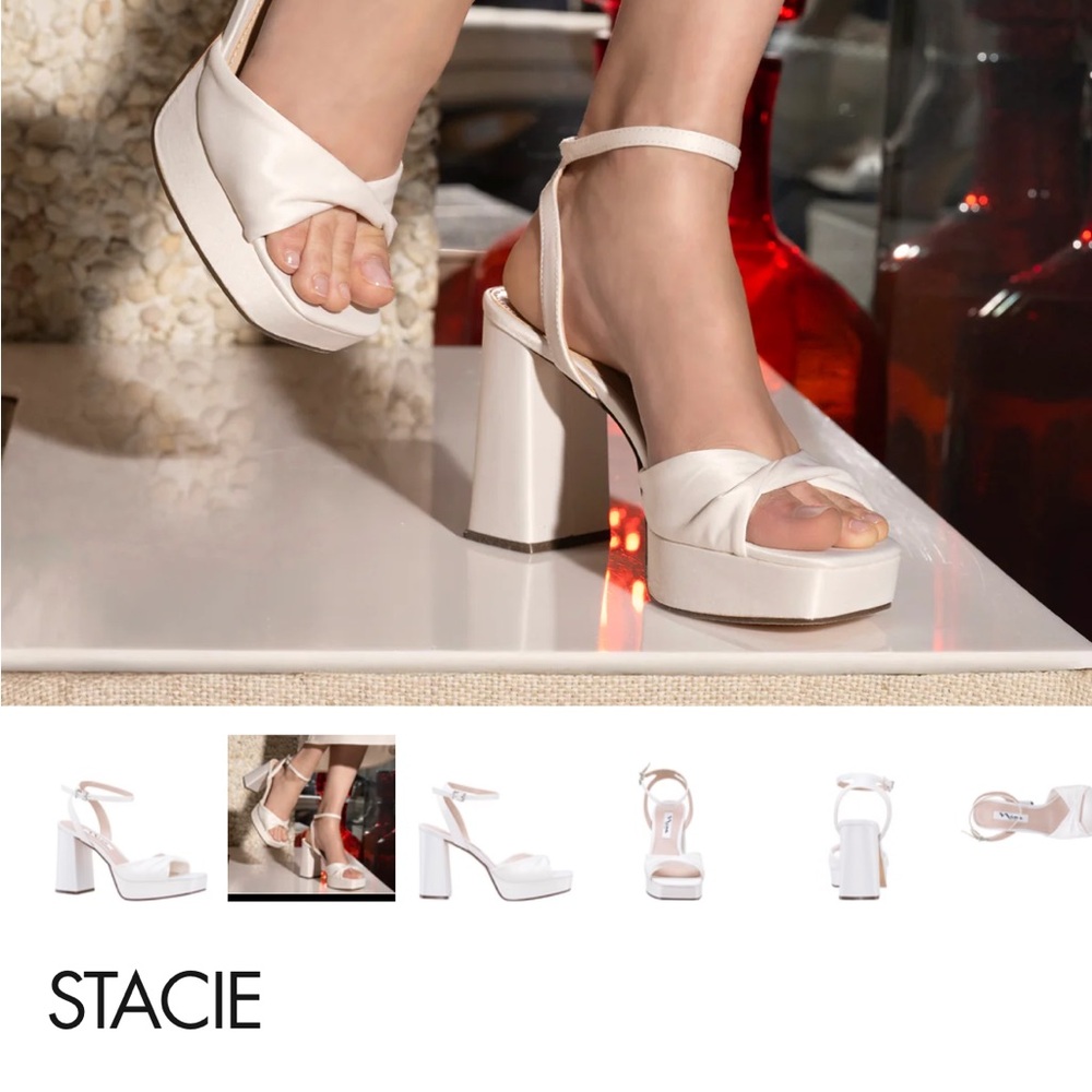 Women's Nina Shoes Stacie White Platform Heels